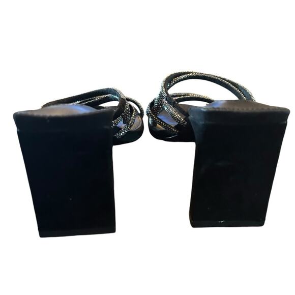 Aqua Livyr Rhinestone Embellished Slip On Strappy Heeled Sandals NEW 8.5 - Picture 4 of 11